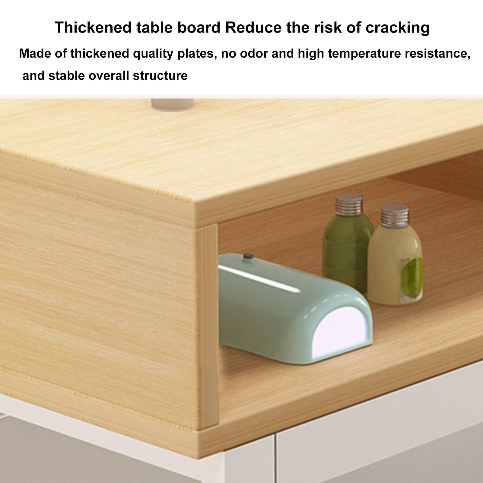 Stazione da tavolo per manicure in legno con cassetti, scrivania professionale per salone di bellezza con organizer per camera da letto o negozio di unghie