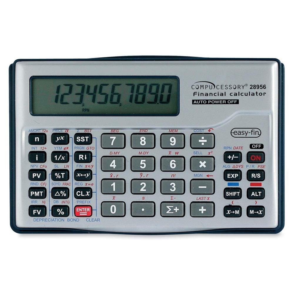 Compucessory 10-dgt Handheld Financial Calculator, Silver
