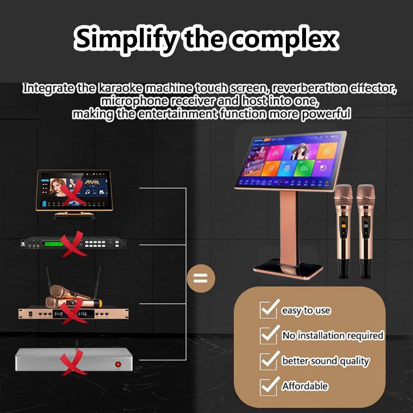 Macchina per karaoke con microfoni wireless, controllo vocale AI e amplificatore di potenza per intrattenimento in famiglia e feste