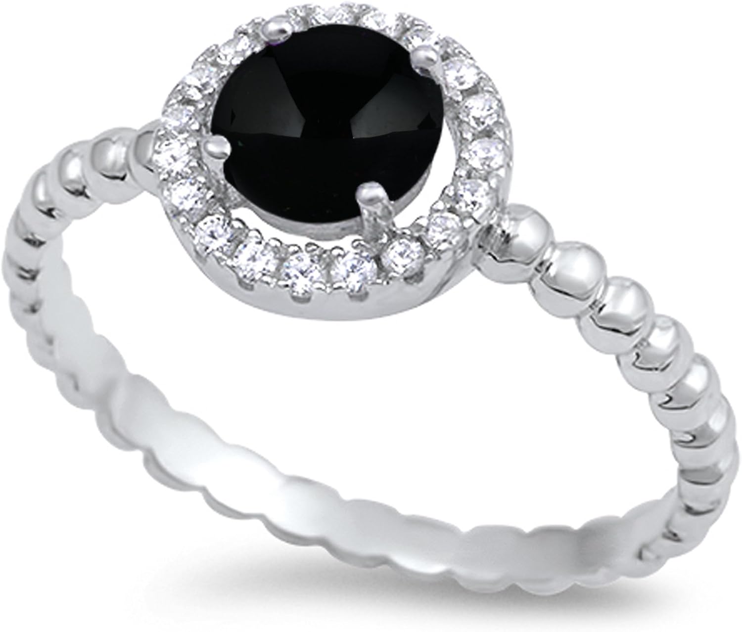CHOOSE YOUR COLOR Sterling Silver Round Halo Ring