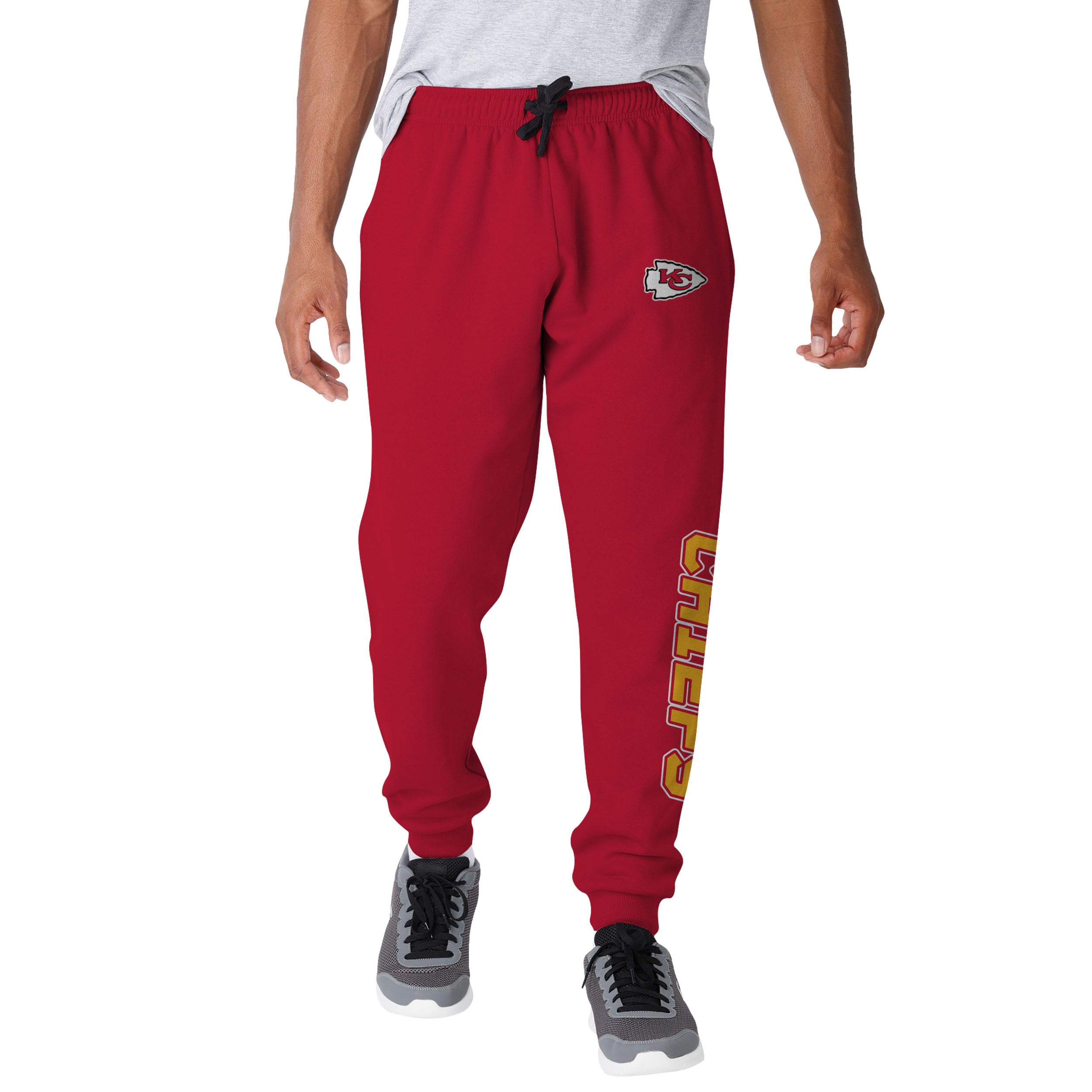 FOCO NFL Men's Officially Licensed Team Color Primary Logo Prime Time Football Sweatpants Joggers Pants, Kansas City Chiefs, X-Large