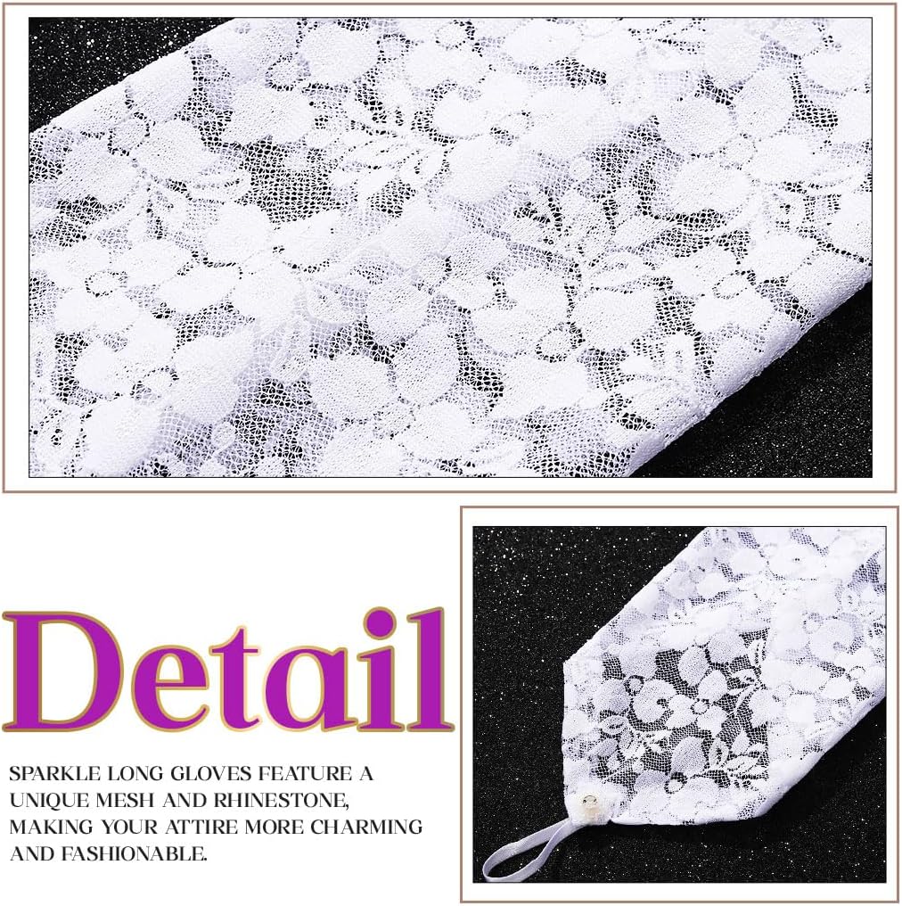 White Lace Bridal Gloves Fingerless Wedding Gloves for Women