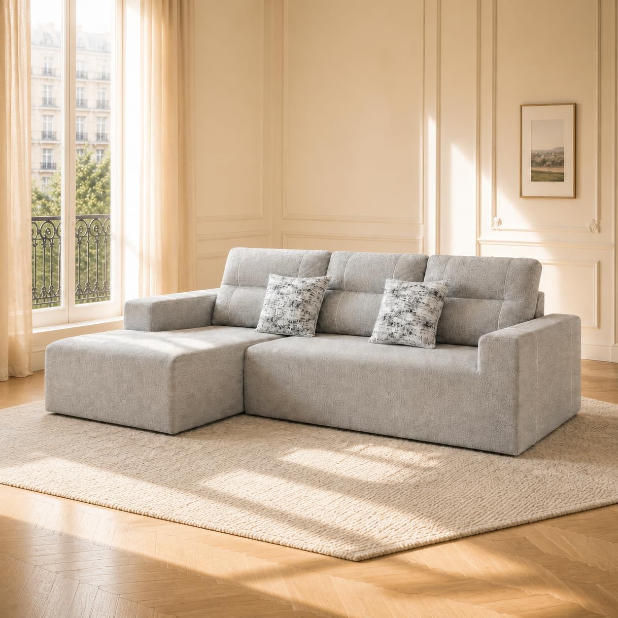 L-Form Modulares Schlafsofa 267cm Breit, Ecksofa Schlafcouch, Grau