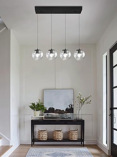 Miniatura 273 de Escalera LED de 10 luces LED moderna con globo de cristal, lámpara colgante grande para techos altos, accesorios de iluminación de entrada, villas y