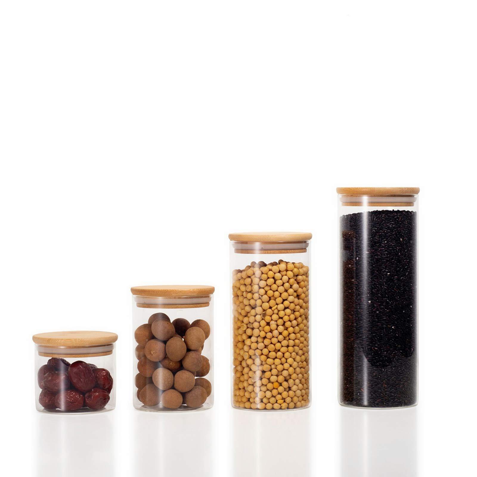 litulituhallo Transport Glass Food Storage Containers With Lids 4 Kitchen Canisters