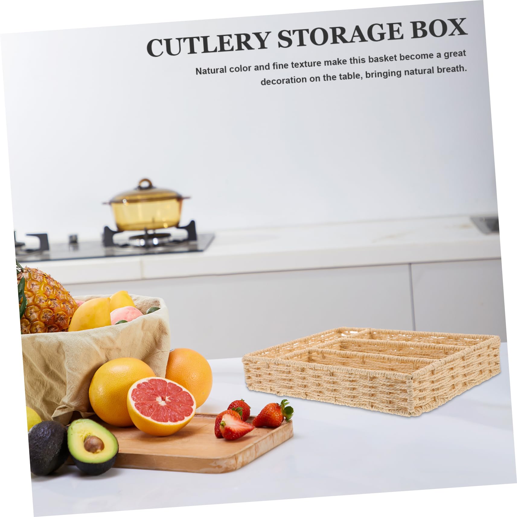 Cabilock Organizador de Cubiertos Tejido Beige para Cajón de Cocina