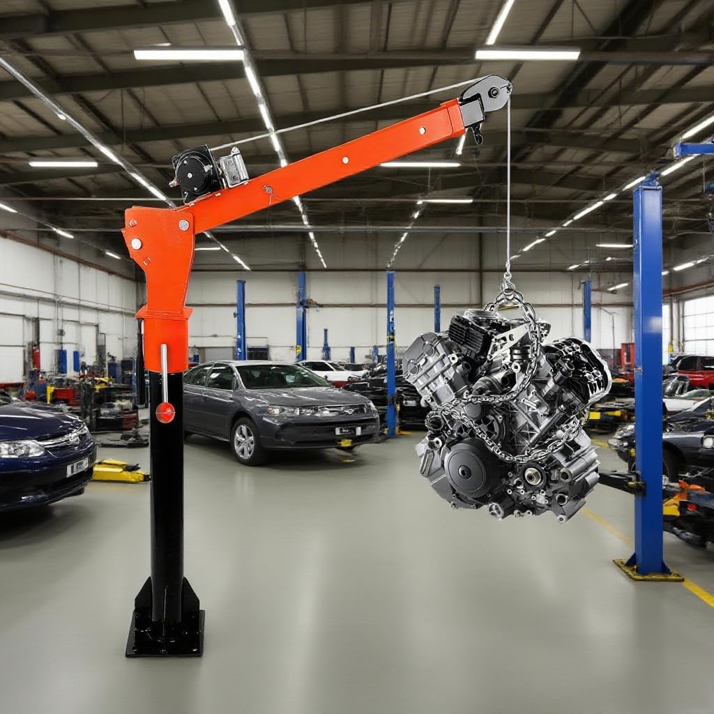 1100lbs Load Truck Bed Crane & Truck Lift, 12V 2000Lbs Electric Winch, 360° Swivel Trucks Bed Hoist for Construction Site Equipment Handling