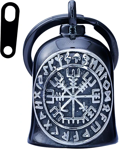 Motorcycle Viking Bell - Motorcycle Angel Bell for Men and Women, Motorcycle Accessories (Black Silver)