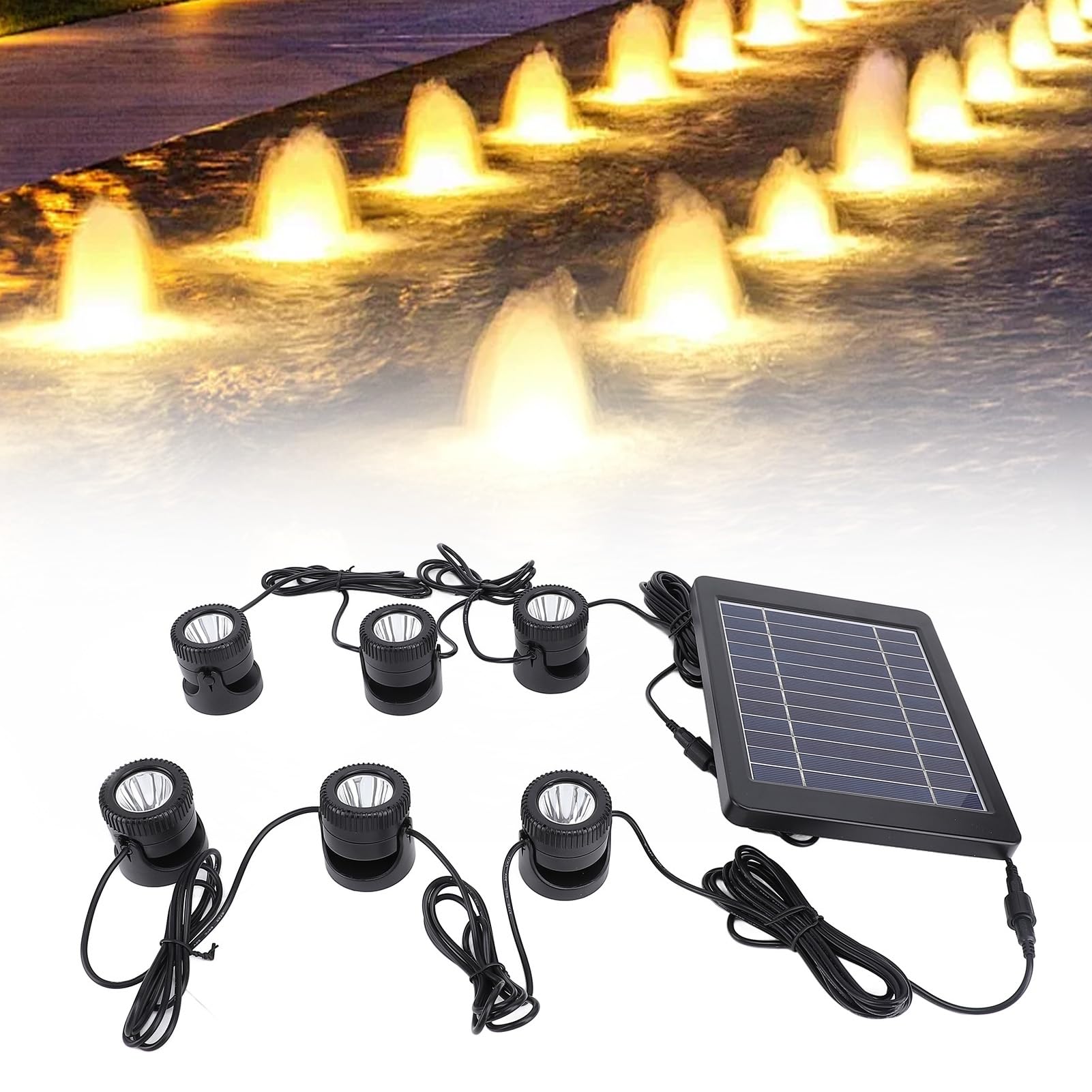 Pyhodi Luci Solari per Laghetti, 6 in 1 Impermeabili IP68, Luci Subacquee a Colori Cangianti, Faretti LED Sommergibili Super Luminosi per Acquari, Fontane, Giardini e cortili.