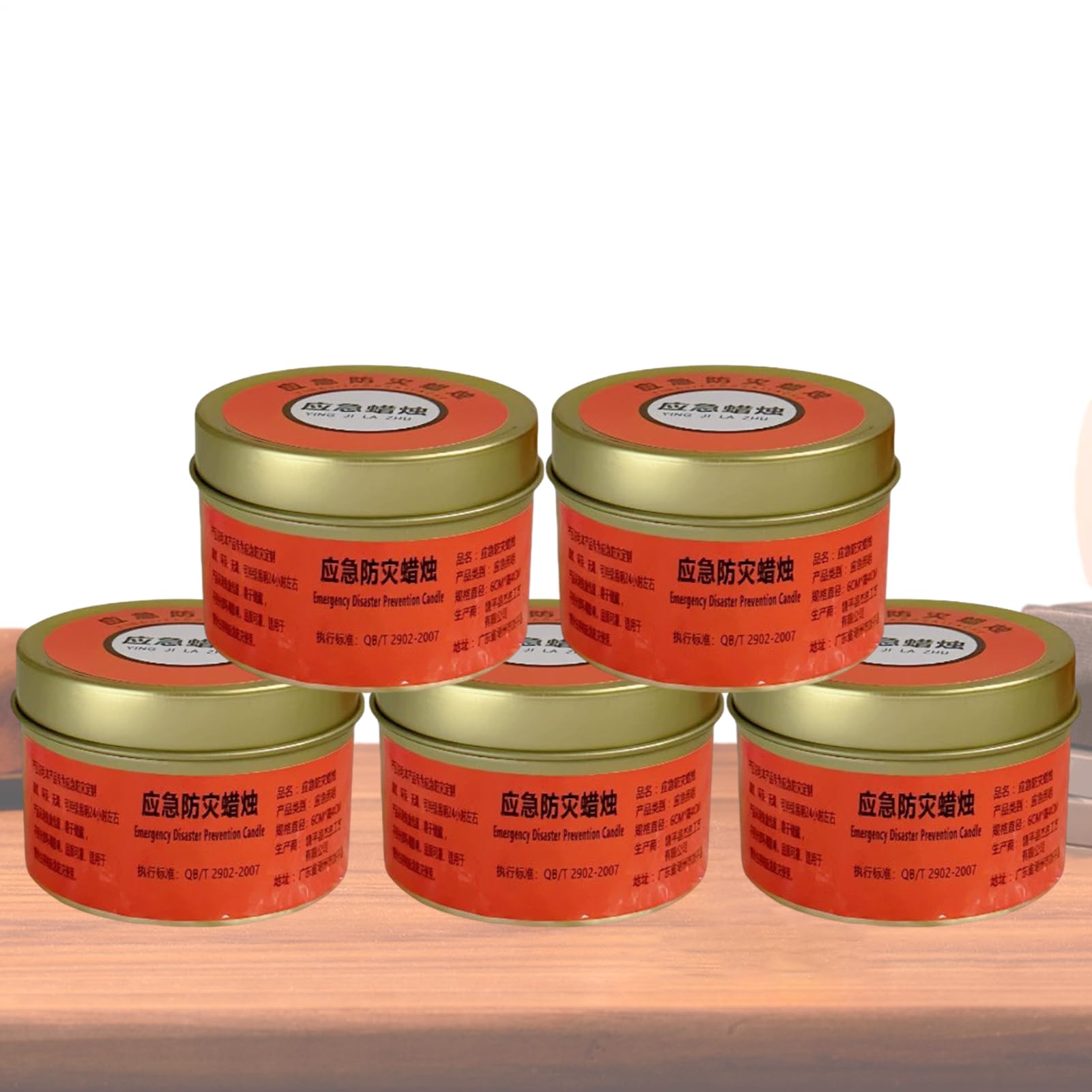 Lot de 5 bougies de survie - Longue durée de combustion - Bougies d'urgence - Bougies d'urgence - Bougies d'extérieur - 6 x 6 x 4 cm - Pour camping et aventures en plein air