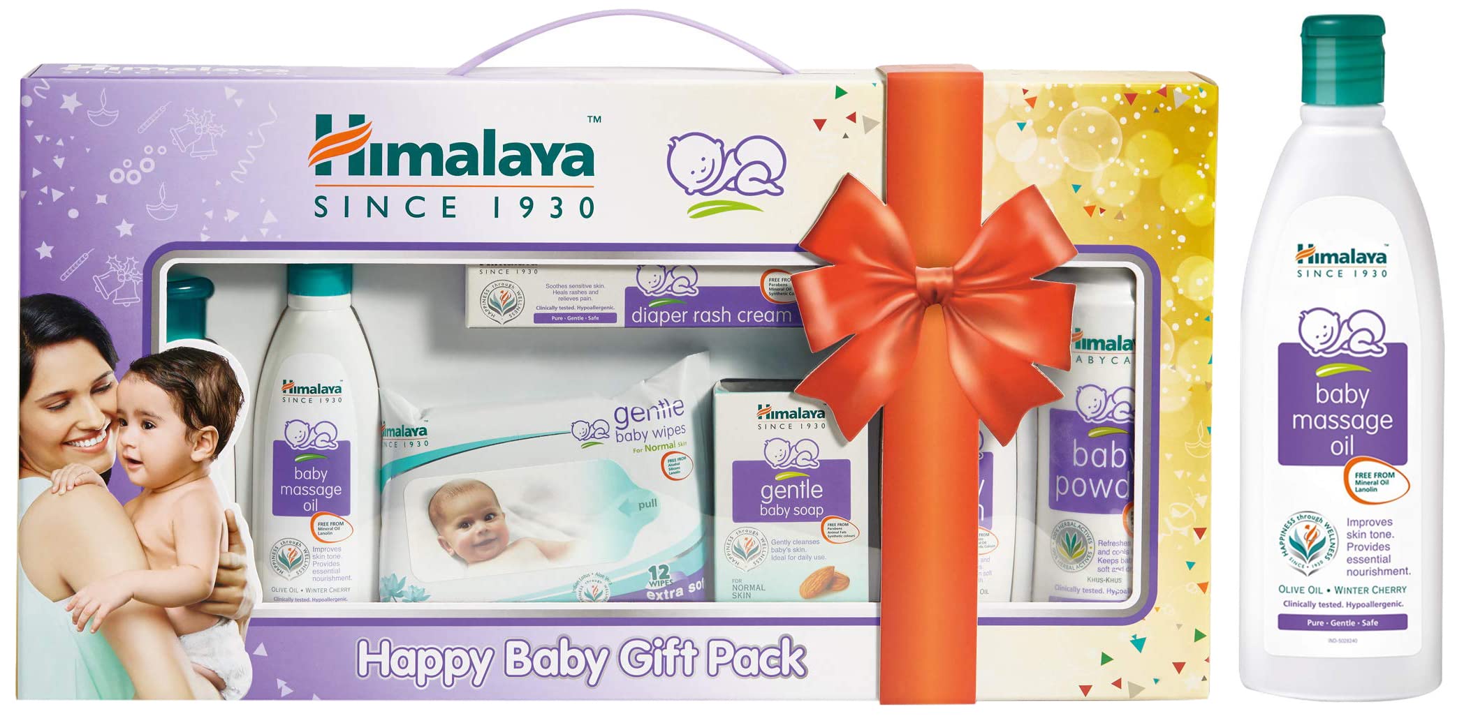 Himalaya Baby Gift Pack Series,Pack of 1 Set,White & Himalaya Baby Massage Oil (200ml, White)-image-20