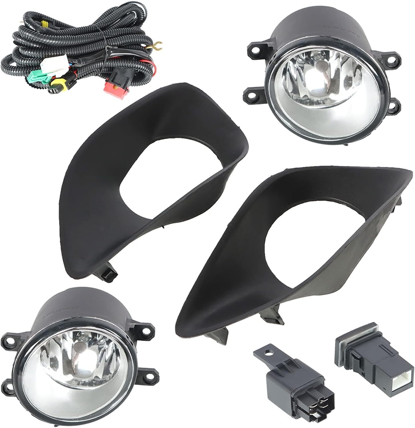 munirater 1 Pair of Fog Light Lamps Frame Kit Replacement for Ya-ris Sedan 2007-2011 w/ H11 Bulbs Switch Wiring