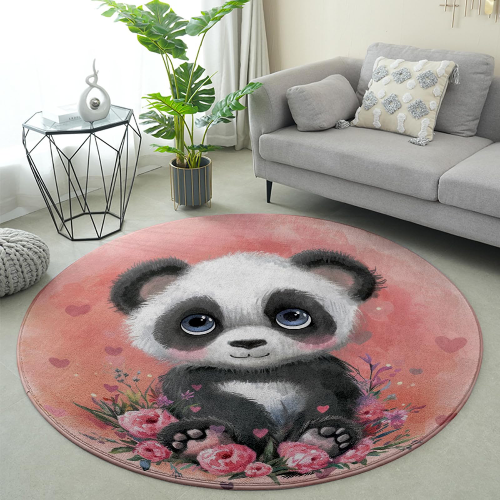 Tapis extérieur rond lavable en machine pour éliminer les taches du jardin