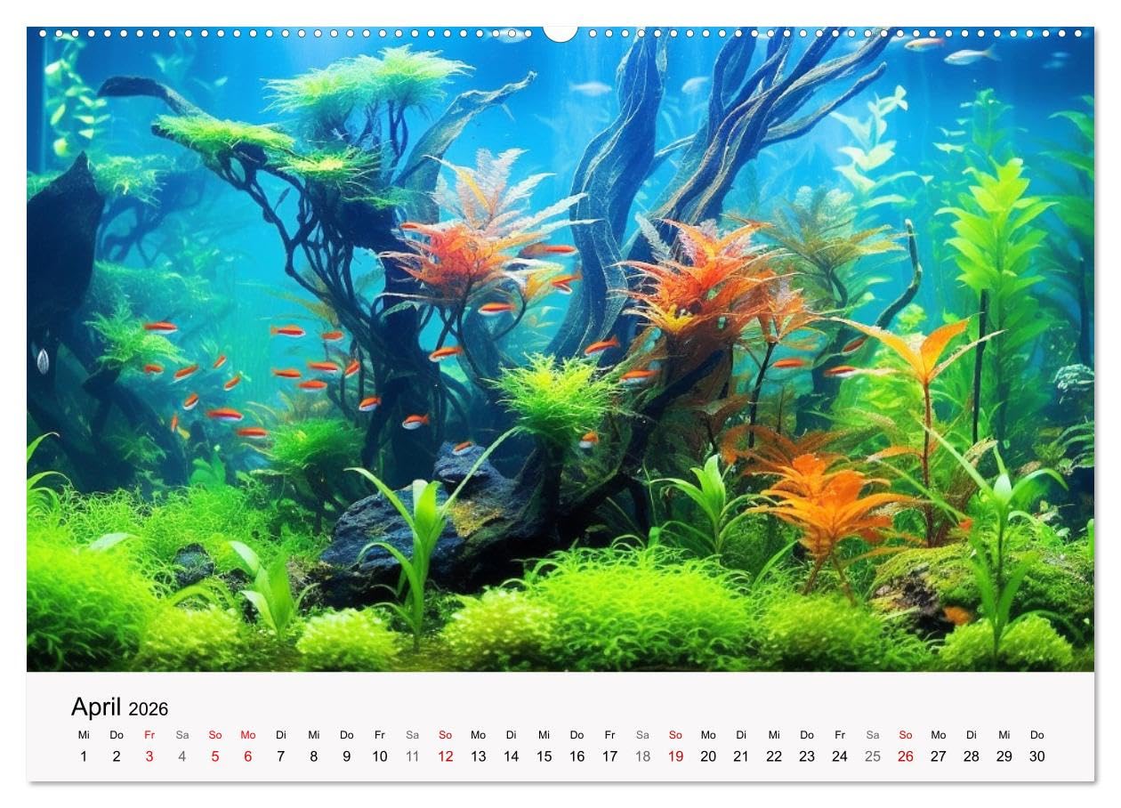 Pflanzen im Süßwasseraquarium. Gartenkunst im Fischbecken (Wandkalender 2026 DIN A2 quer), CALVENDO Monatskalender: Faszinierende Unterwassergärten ... Aquariumbepflanzung (CALVENDO Hobbys)