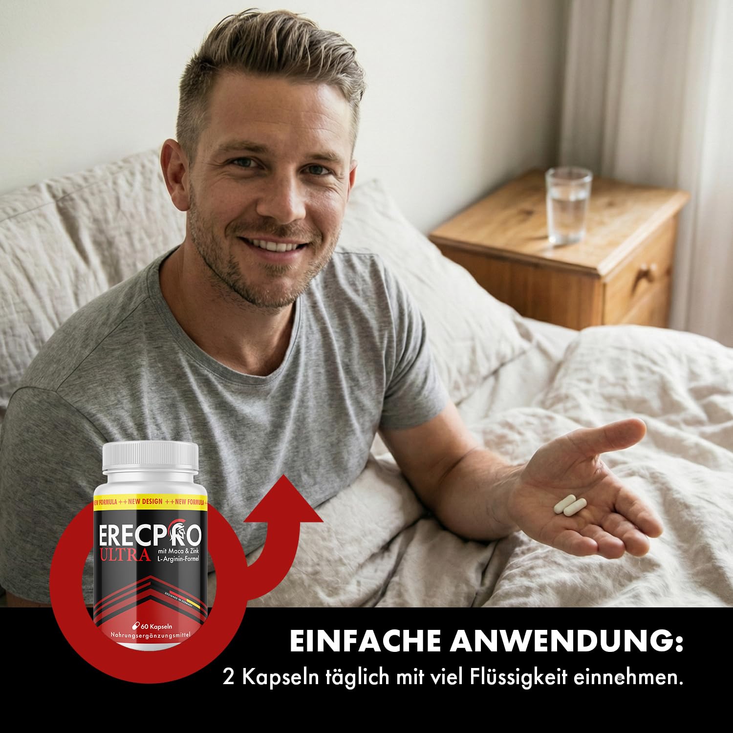 ErecPro Ultra Kapseln | Kraft für den aktiven Mann | mit wertvollen Inhaltsstoffen | 60 Kapseln Inhalt