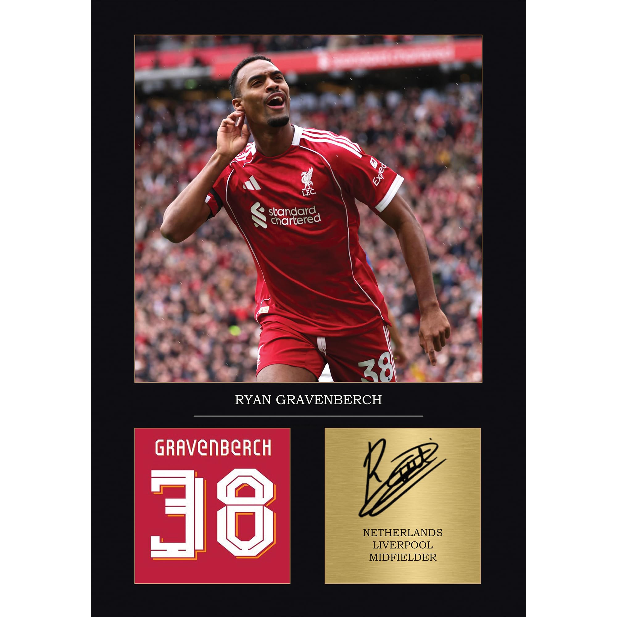 Ryan Gravenberch Gift Signed A4 Print Display Unframed Liverpool Gifts For Boys Digitally Reproduced Signature Liverpool Gifts For Men LFC (Unframed)