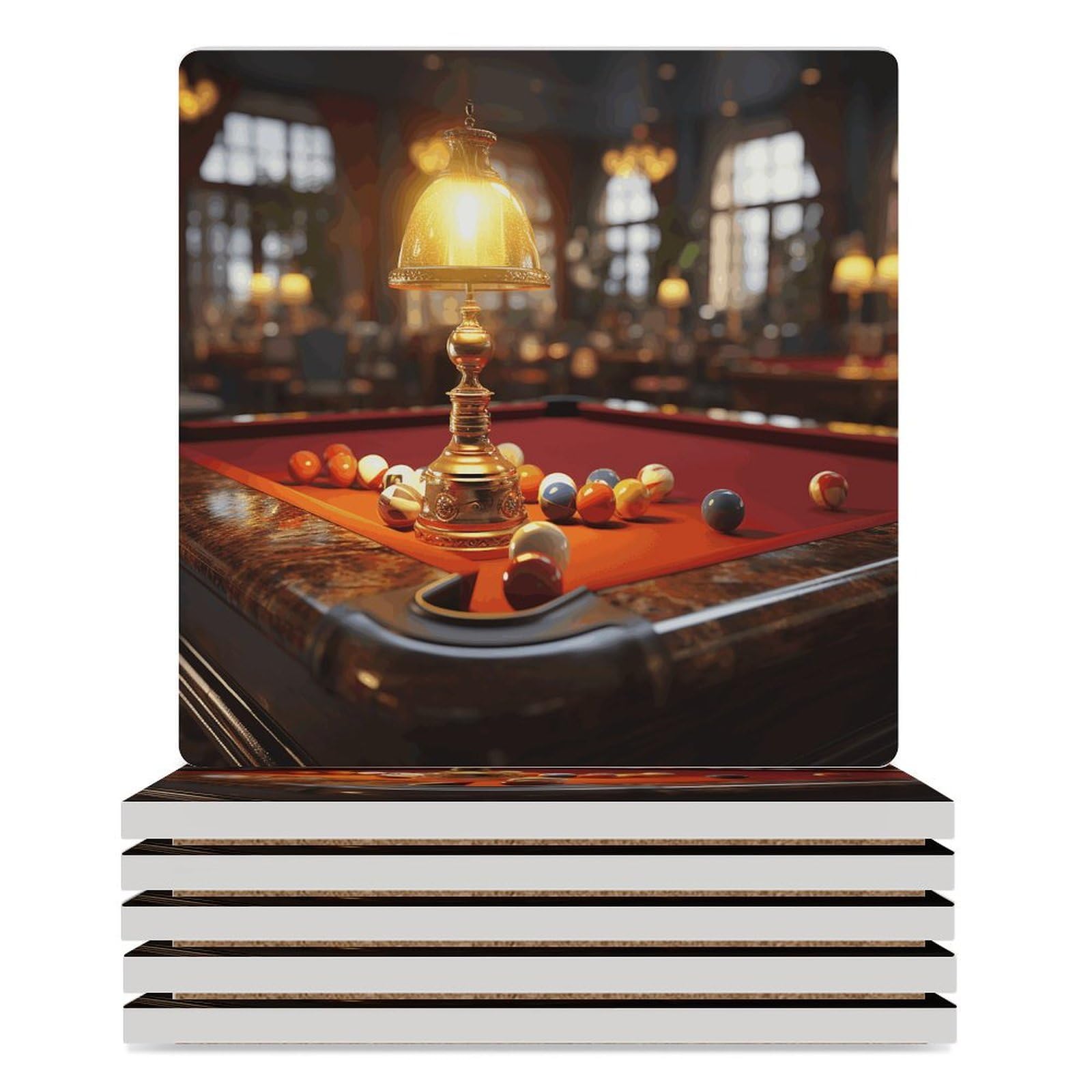 Dessous de verre ronds billard en céramique avec support pour table