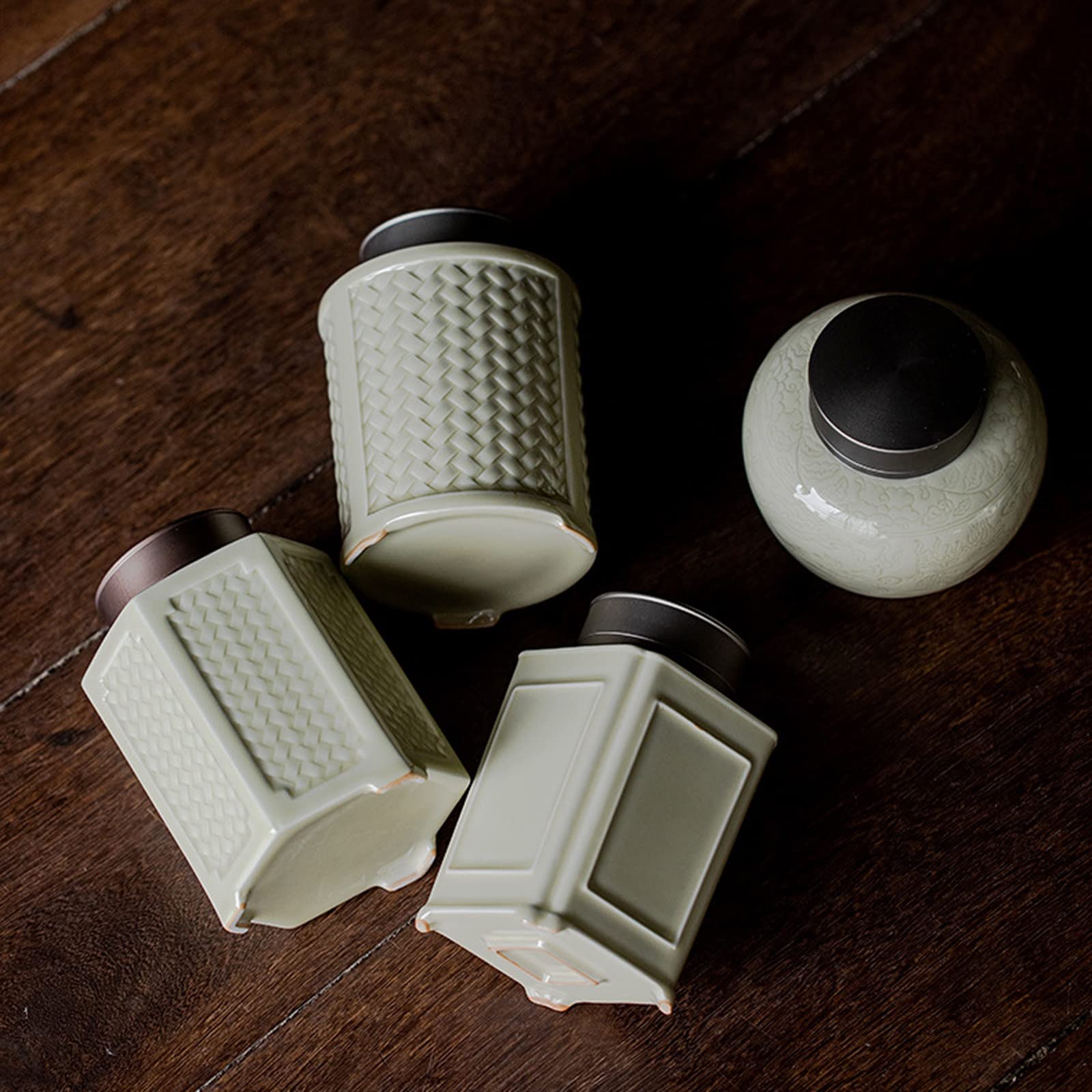Słoik do przechowywania w kuchni Chińska ceramiczna puszka na herbatę z hermetycznym zamknięciem, pojemnik sypką, porcelanowy, 550 ml Słoik na herbatę liściastą