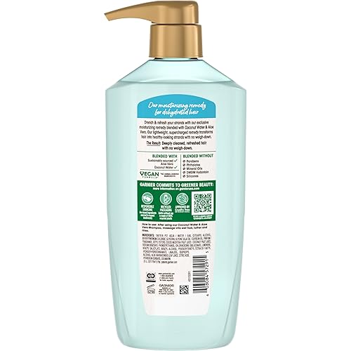 Miniatura 7 de Garnier Whole Blends - Acondicionador hidratante refrescante de agua de coco y extractos de aloe vera sin peso para cabello normal sin parabenos 266