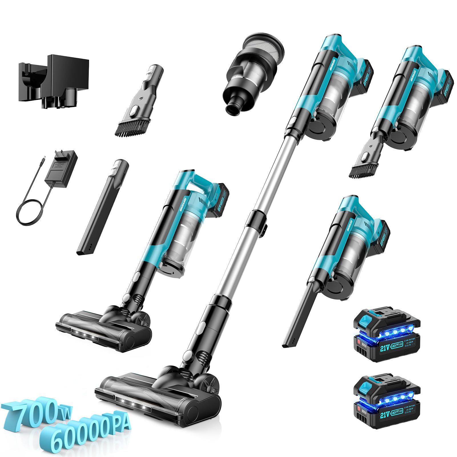 Aspirateur à main à batterie 3600W Aspirateur sans fil 30KPa 6IN1 Aspirateur à 2x batterie sans fil Aspirateur à main à batterie 3600W Aspirateur sans fil 30KPa 6IN1 Aspirateur à 2x batterie sans fil