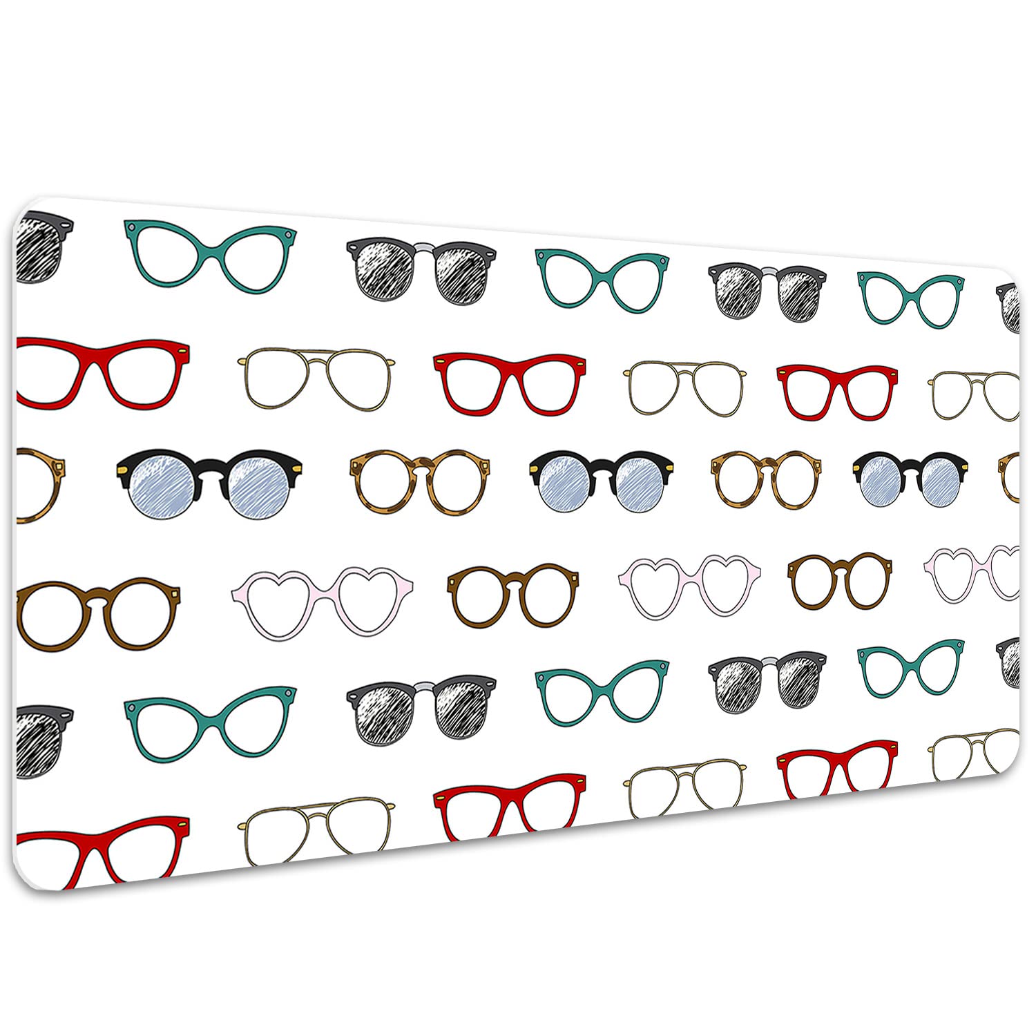 Decormat Sous-main de Bureau Vinyle Sous-main Bureau 100x50cm Gaming de Protection - Lunettes rétro