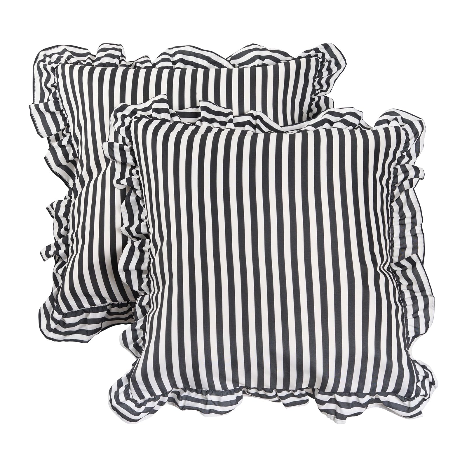 Ohs 2 X Bengal Stripe Faux Linen Frill Cushion CoversMono from B&Q