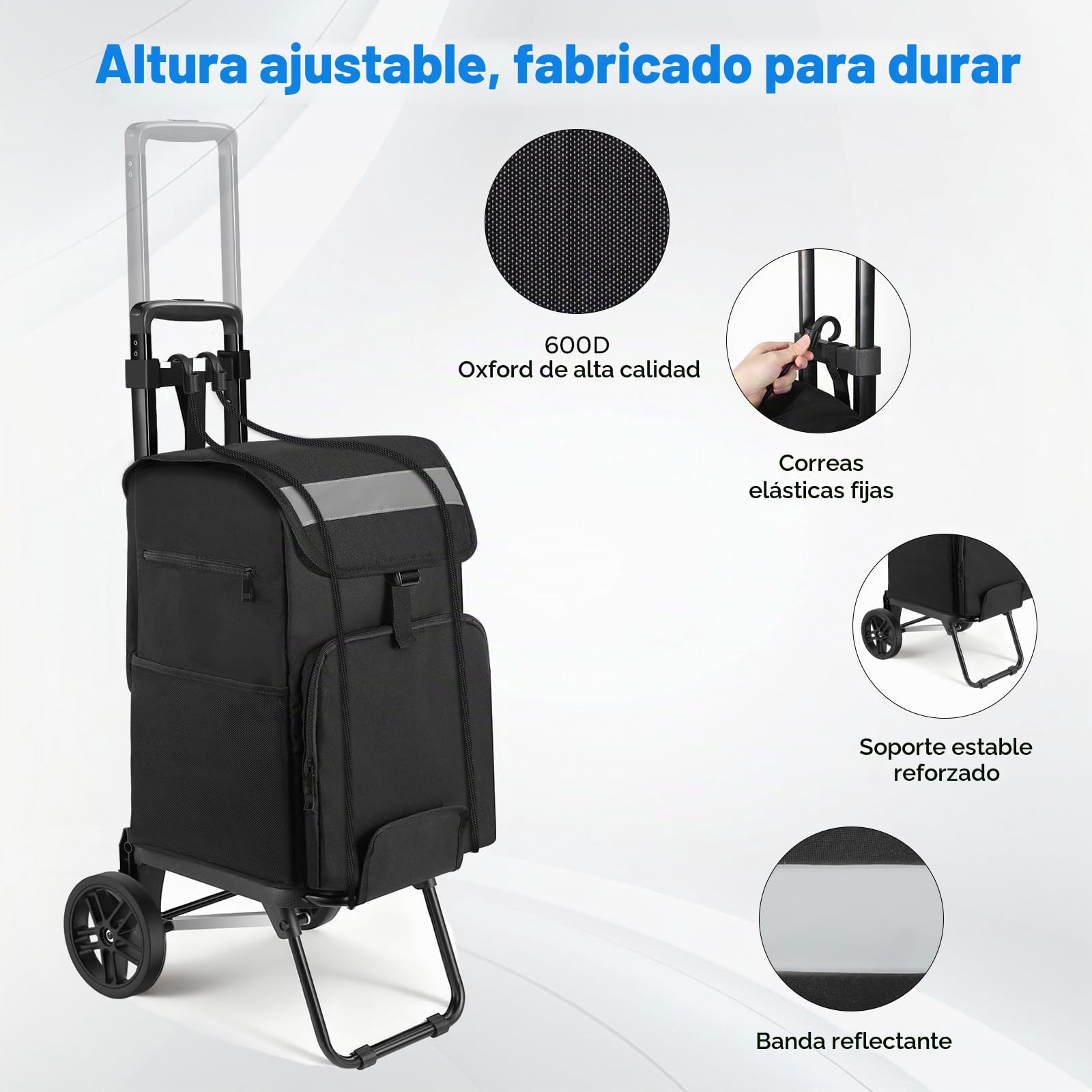 Housolution Carrito Carro Compra Plegable con Ruedas | 46L/136KG Capacidad, 2 en 1 Carretilla de Transporte Compacto para Acampar y Viajes