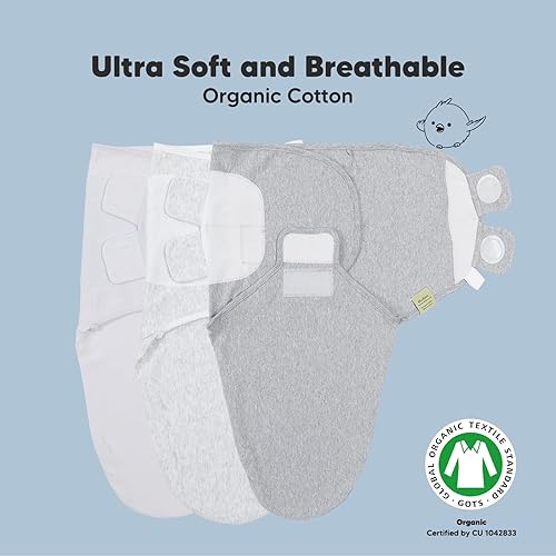 Miniatura 4 de Paquete de 5 sacos de dormir orgánicos para bebés y niños y niñas, sacos de dormir orgánicos (nube), paños para eructos (paisaje gris)