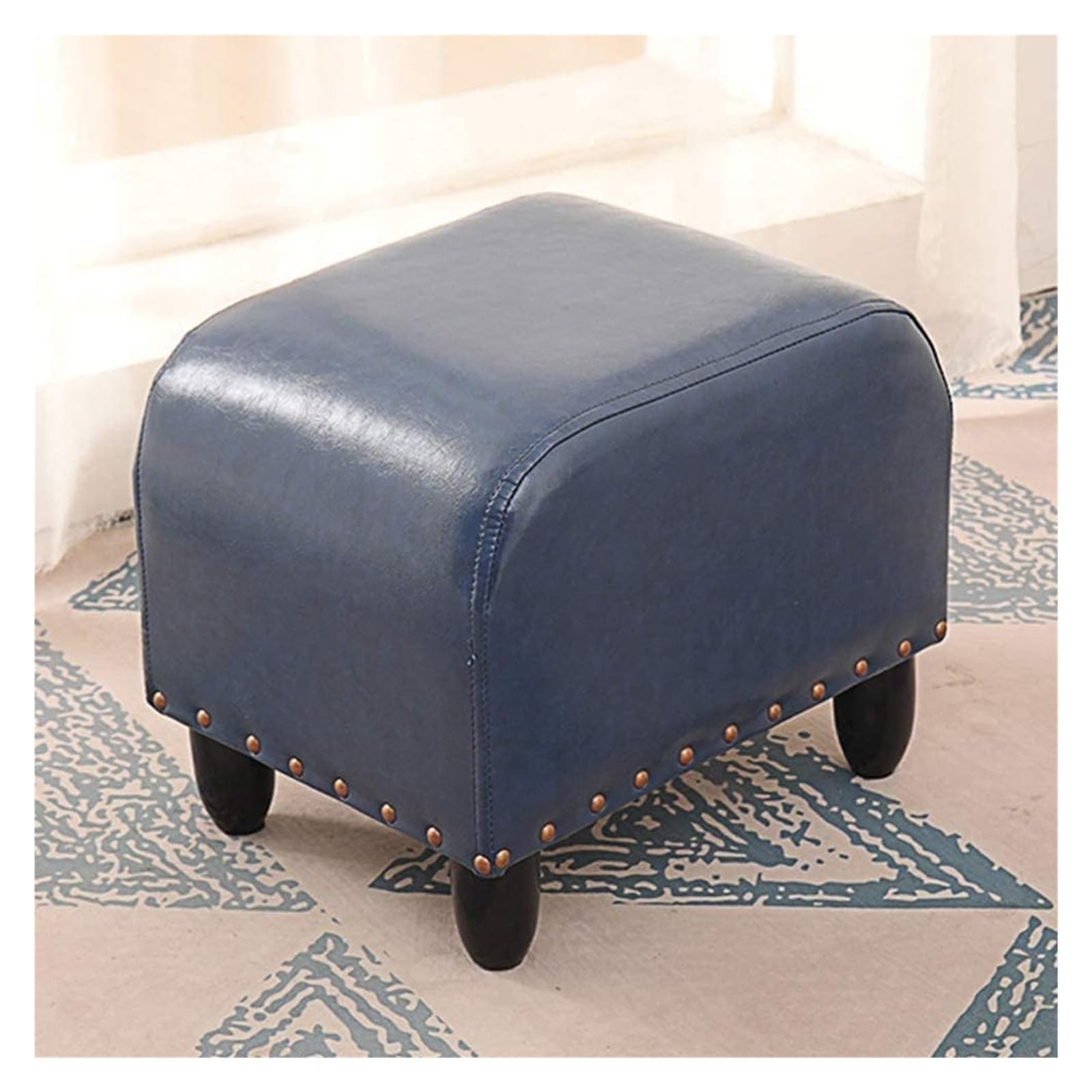 Petit repose-pieds rembourré de style vintage avec rivet et finitions soignées