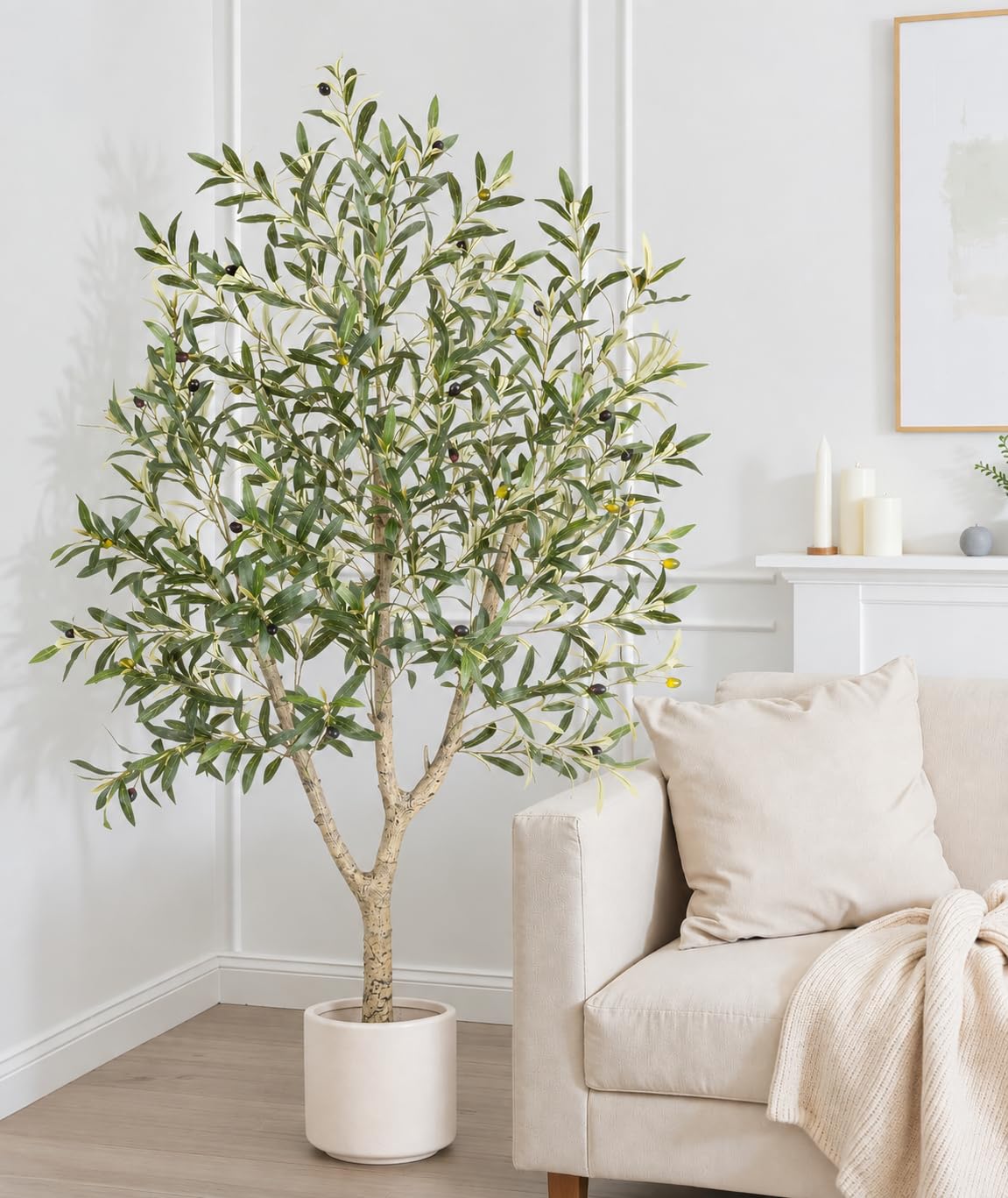 Lopekuty Olivenbaum Künstlich - 150cm Kunstpflanze Olivenbaum wie echt | Künstliche Pflanzen Groß Olivenbaumpflanze im Topf, Künstlicher Olivenbaum Deko für Wohnzimmer, Schlafzimmer, Büro, Garten