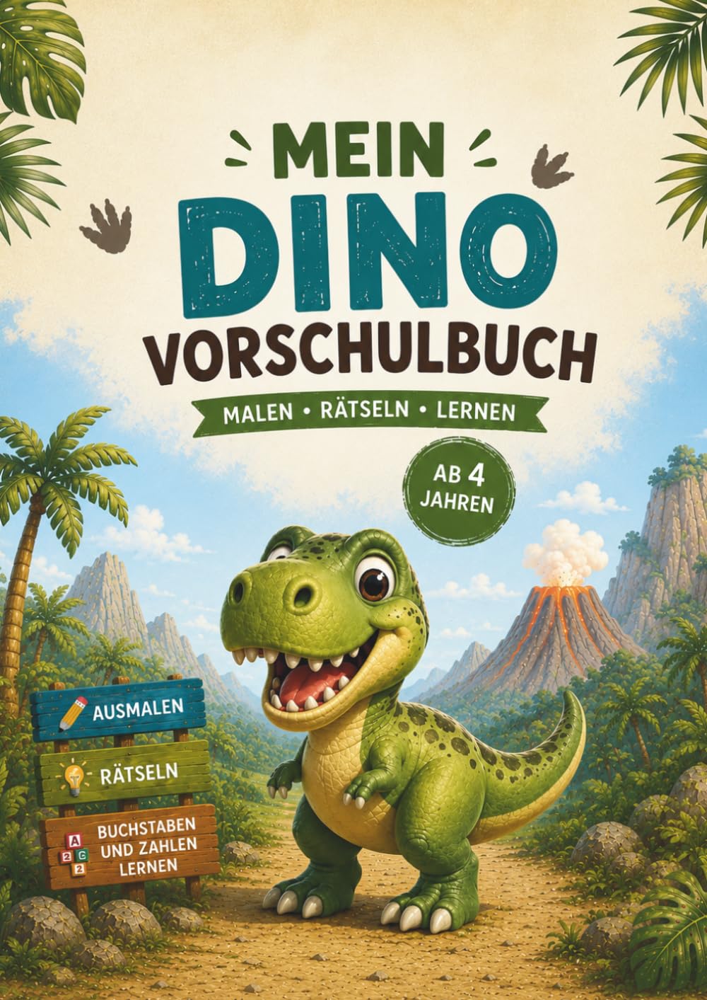 Mein Dino Vorschulbuch: Malen, Rätseln, Lernen
