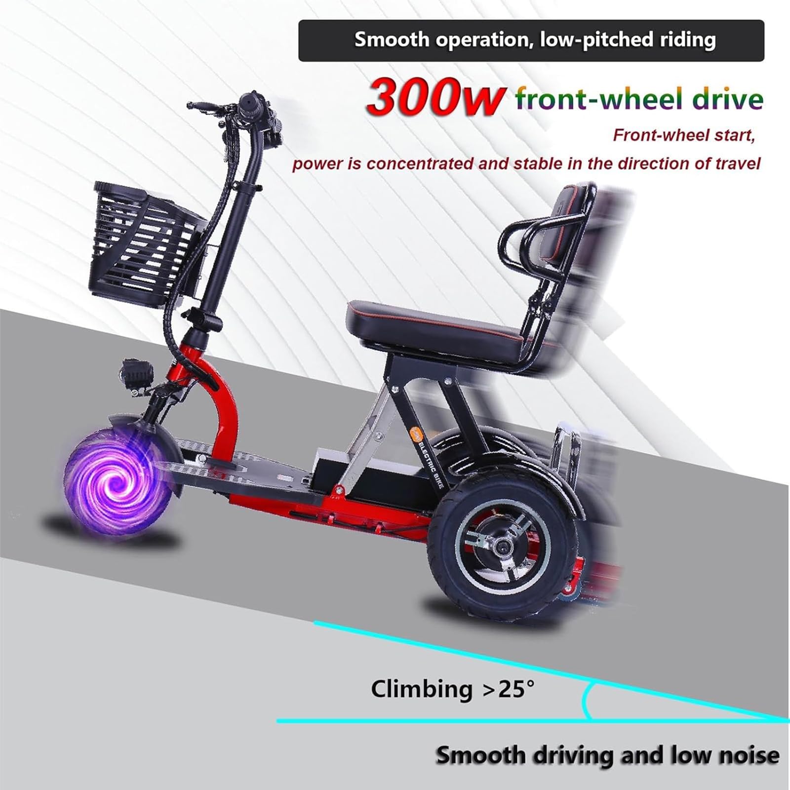 Scooter Movilidad Reducida 3 Ruedas Súper Económico Plegable Ultracompacto para Ascensores y Pasillos Silla De Ruedas Motorizada De 3 Ruedas para Personas Mayores
