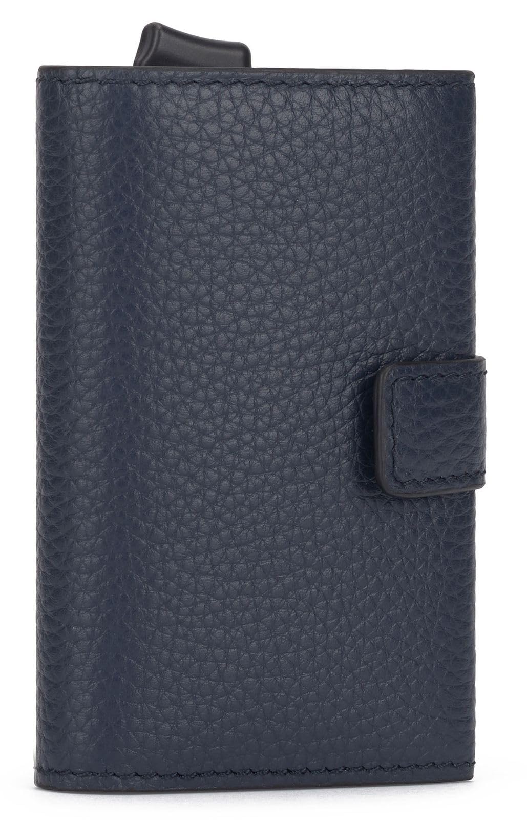 PIQUADRO - Portacarte di Credito Compatto in Pelle - Uomo - Blu Notte
