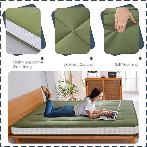 Miniatura 4 de MAXYOYO Colchón tipo futón de suelo extra grueso de 6 pulgadas, colchón plegable japonés para adultos, almohadilla de tatami enrollable para
