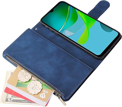 Miniatura 4 de Asuwish Funda compatible con Motorola Moto E13 y protector de pantalla de vidrio templado, funda de cuero con tapa para tarjetero, accesorios para