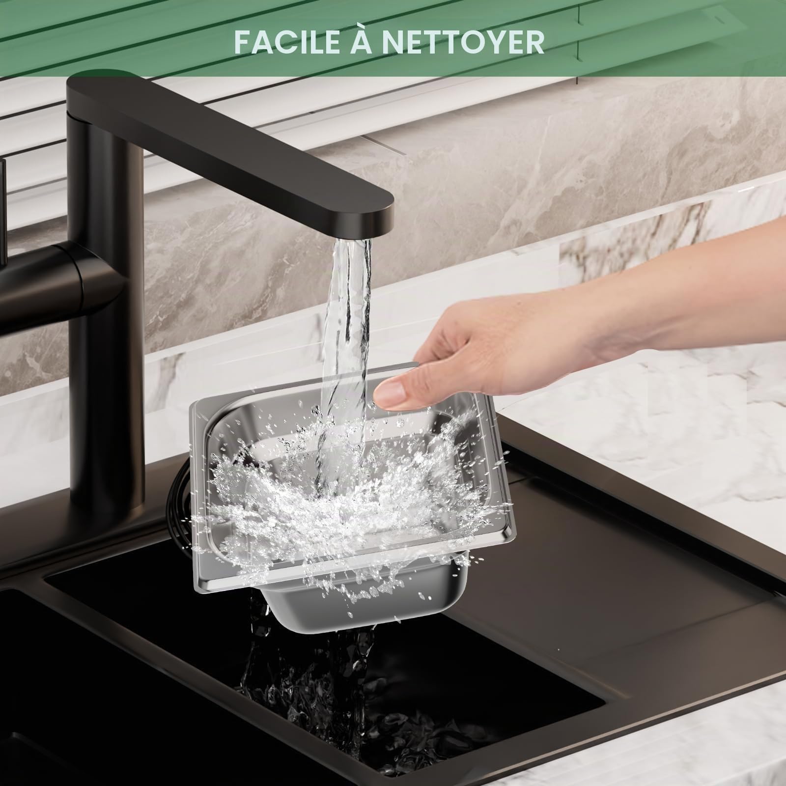 TAIMIKO Bac GN Gastronorm Lot de 6 récipients en acier inoxydable de 100 mm de profondeur - Pour bain Marie - 1 mm d'épaisseur (1/6 poêle, 6 pièces, avec couvercles)