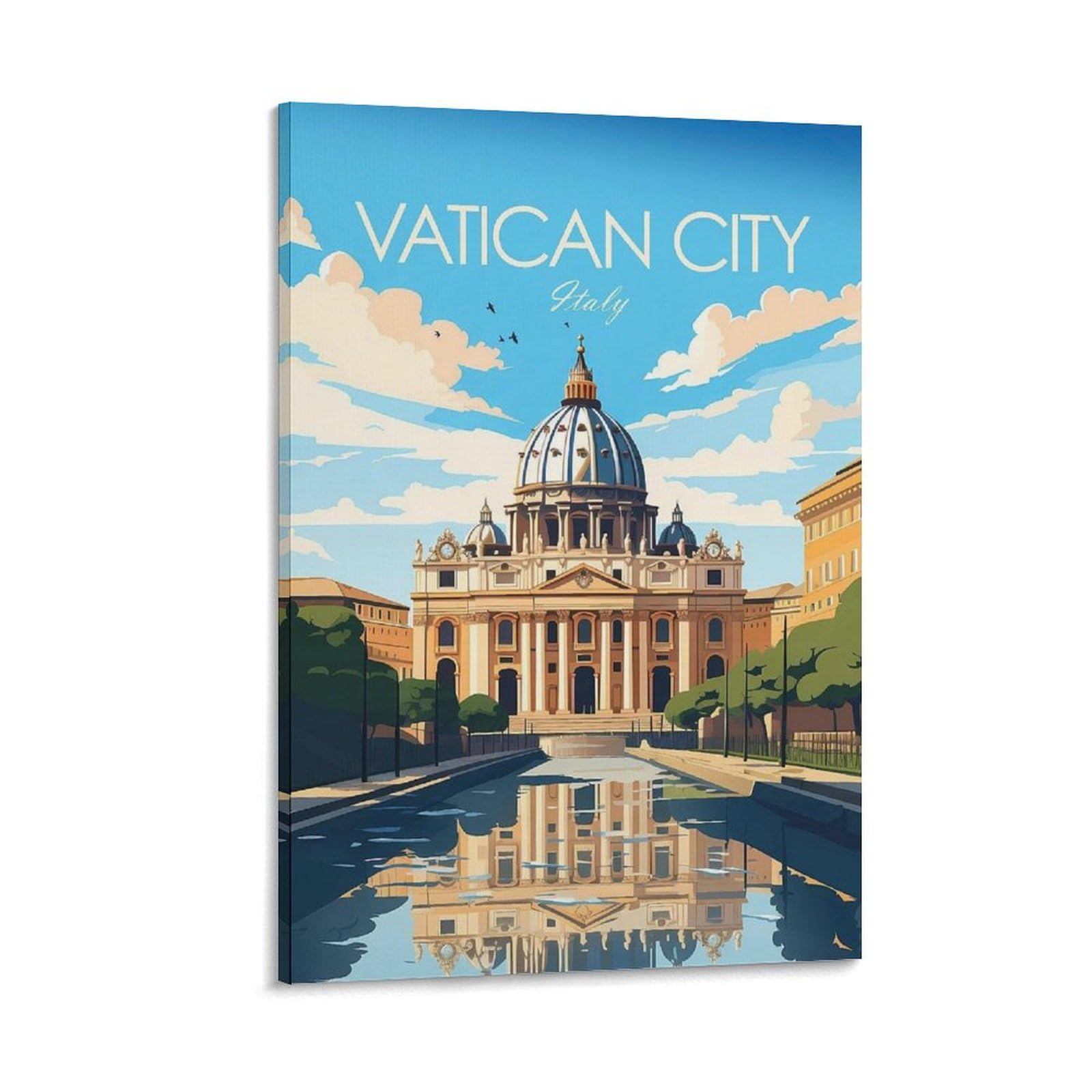 Fupmtklt Frame-Style Vatican City Traditional Poster Italy Travel Poster Home Decor Rome Gift Poster Canvas Poster Bedroom Decor Landscape Office Room Decor Gift 24X36inch(60X90cm)