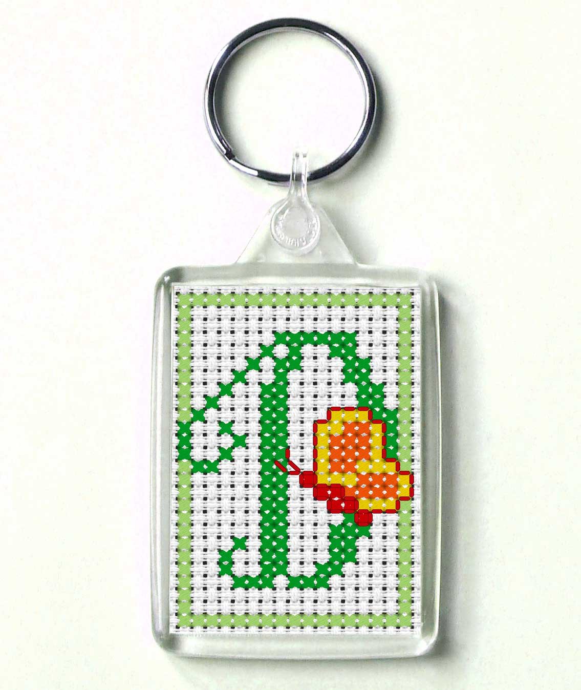 Daisy Hill Designs White Alphabet Cross Stitch Key Ring Kit, Letter D