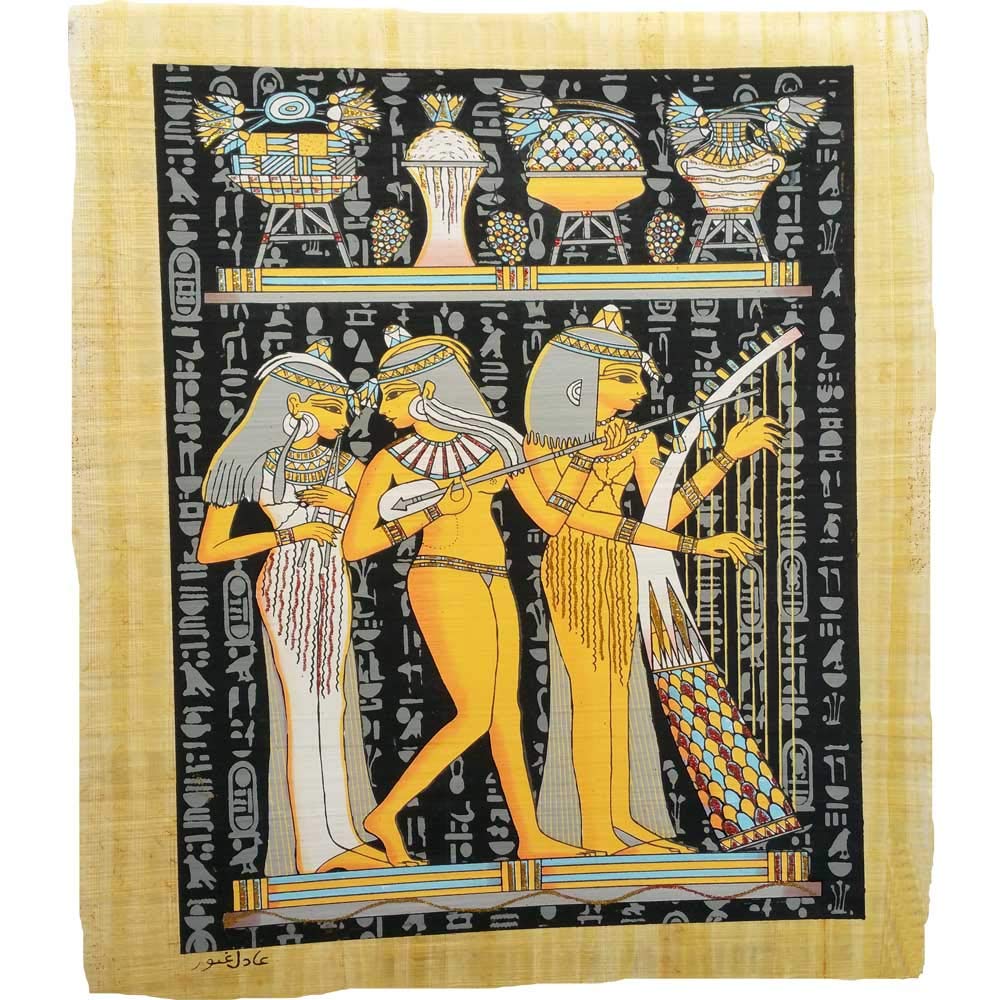 Papyrus original Égypte fluorescente 33x43cm peinture fait main réf FV-2B