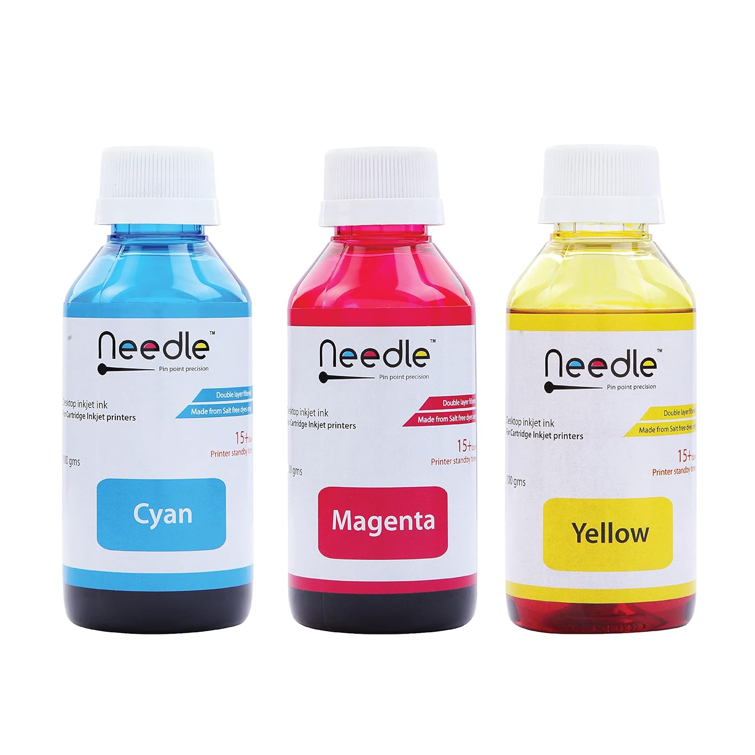 Needle 3x100gms (CMY Combo) Cartridge Inkjet Ink Refill Compatible with HP and Canon Cartridge Printers