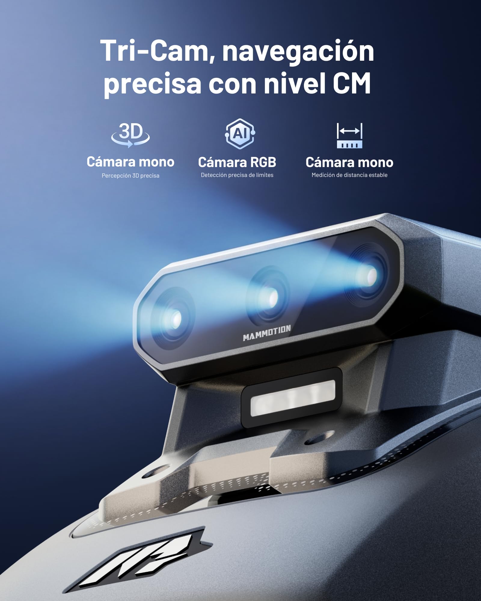 MAMMOTION YUKA Mini 2 500 Robot Cortacésped con Garaje Estándar, sin Cable Perimetral, sin Señal Perdida, sin RTK, Visión AI Tri-CAM, DropMow, Siega hasta 500㎡, Mapeo Automático Multi-Zona