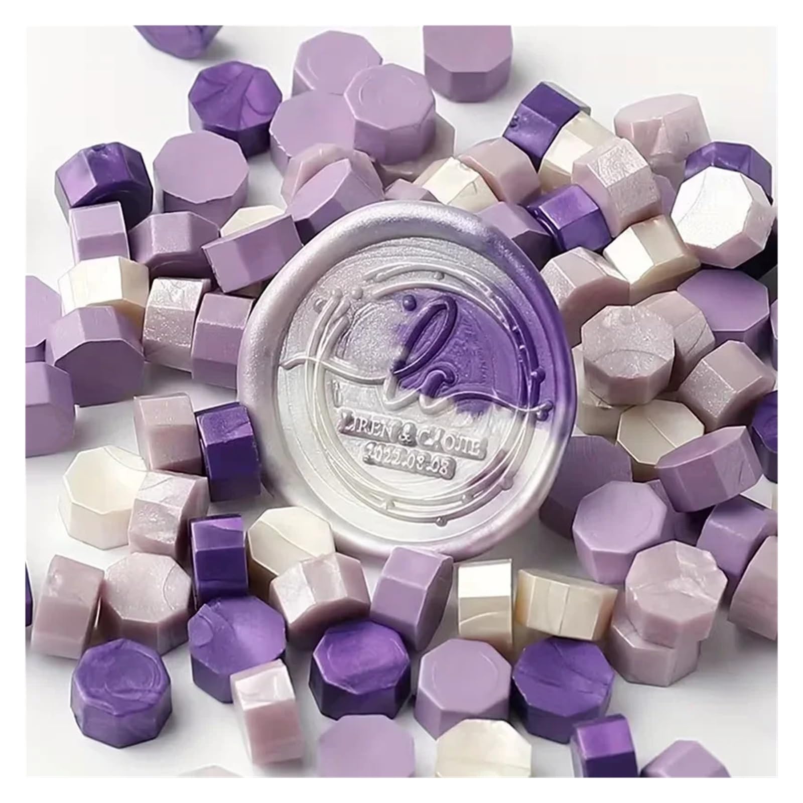 Siegelwachs 2600 Stück 500 G Achteckige Siegelwachsperlen | For selbstgemachte Umschläge, Hochzeitseinladungen, Geschenkverpackungen, Bastelarbeiten(Color1)