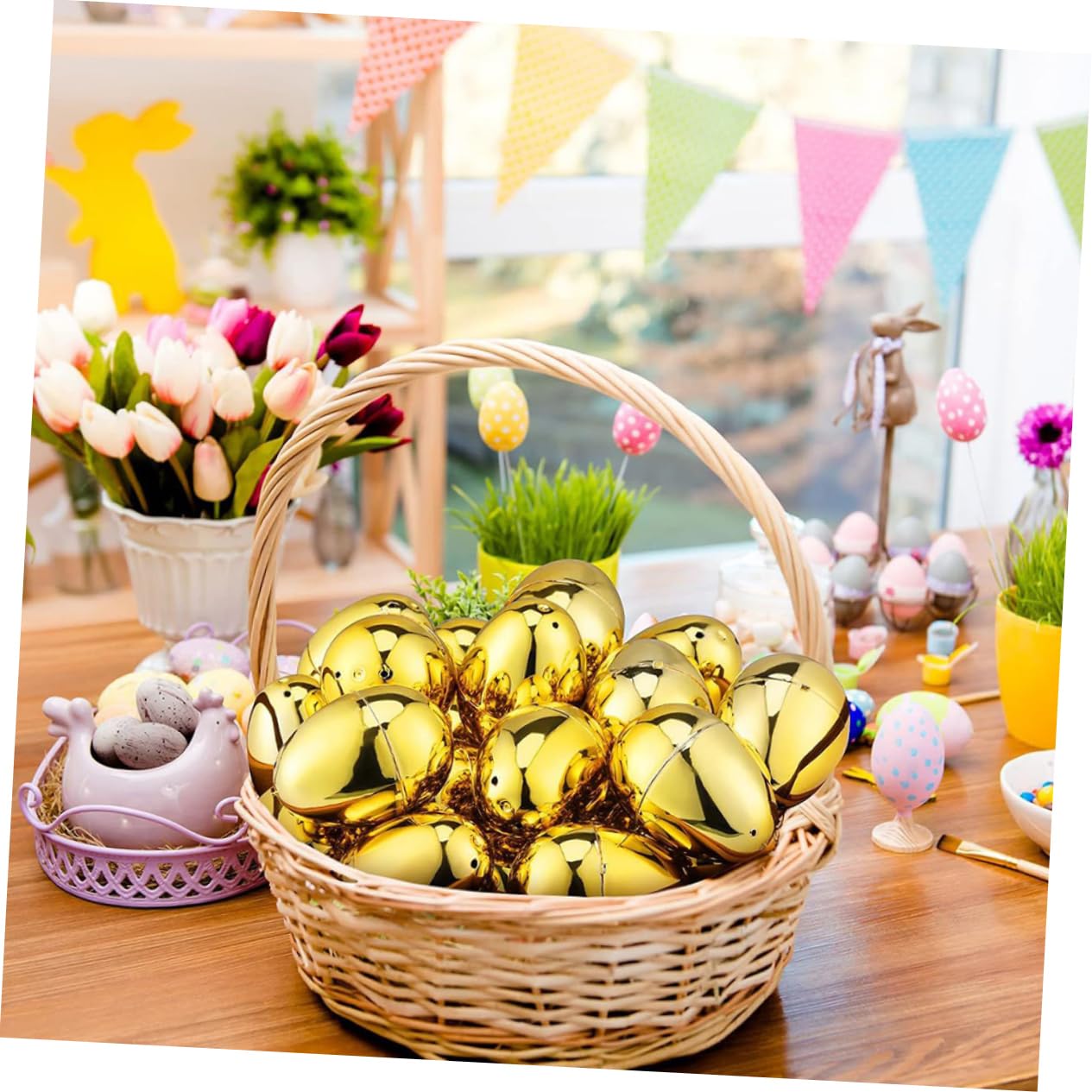 Amosfun 100pezzi Uova di Pasqua Riempibili Plastica Decorazioni per Feste Pasquali Uova Vuote per Giochi e Regali di Accessori per Celebrazioni Festive
