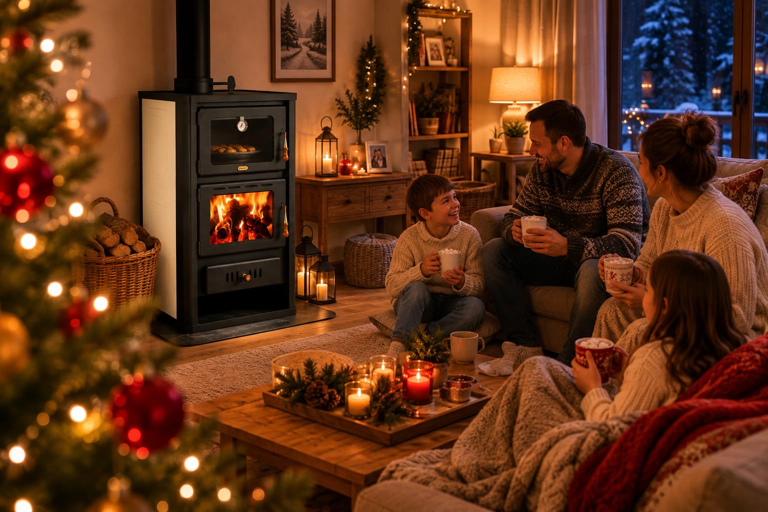 Stufa a legna 5+15 kW con forno e serbatoio di ritorno Prity FGW15