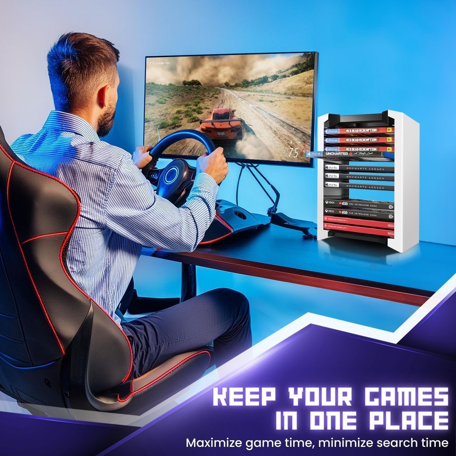 SOONHUA Support de Disque de Jeu, Tour de Rangement de Jeux PS5,Support de Rangement pour 12 Disques de Jeux PS5