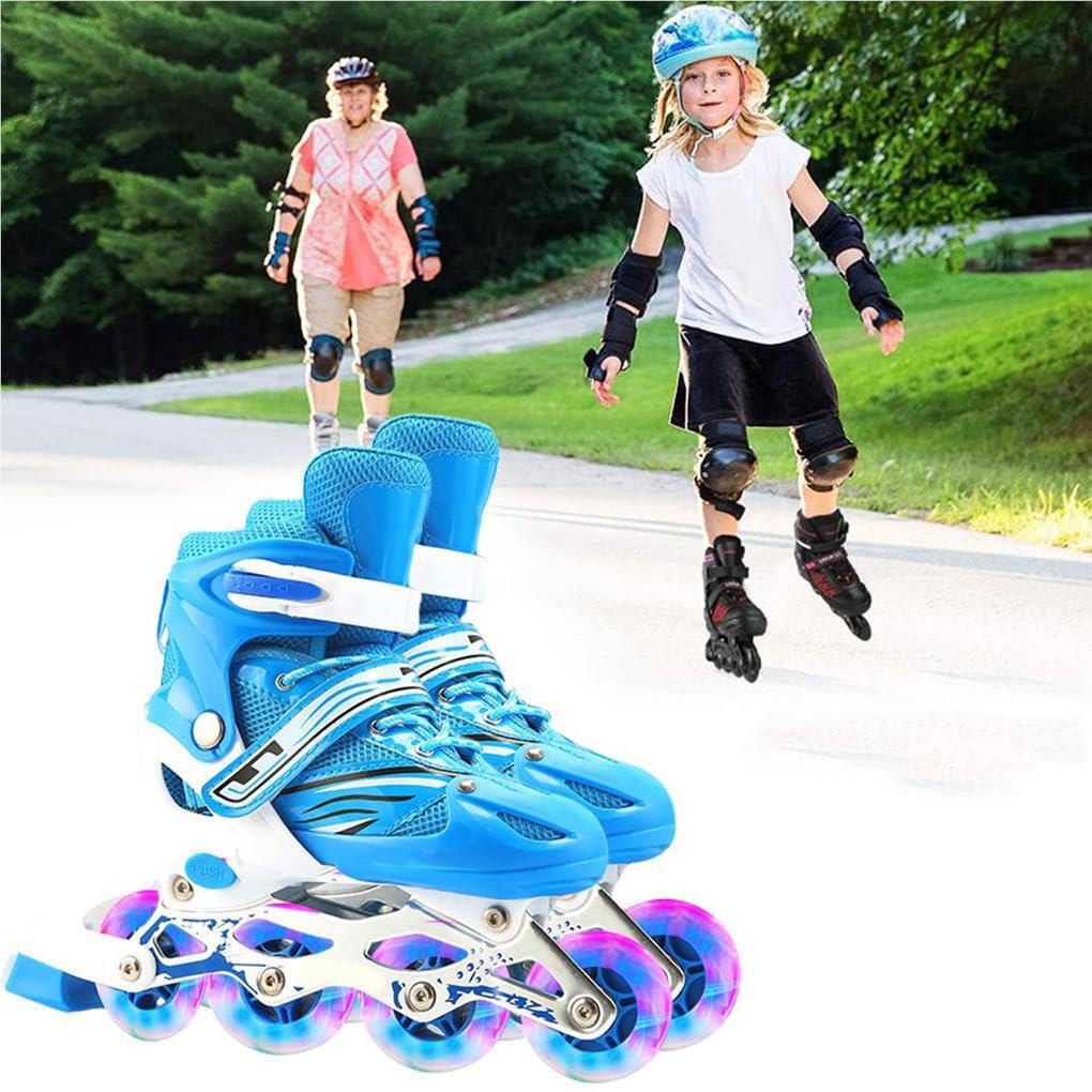 1 Paio 2 in 1 Pattini Scarpe Roller Unisex Bambini Bambini Parco Cortile Parco Giochi Attrezzatura per Pratica di Pattinaggio per Ragazzi, Blu m
