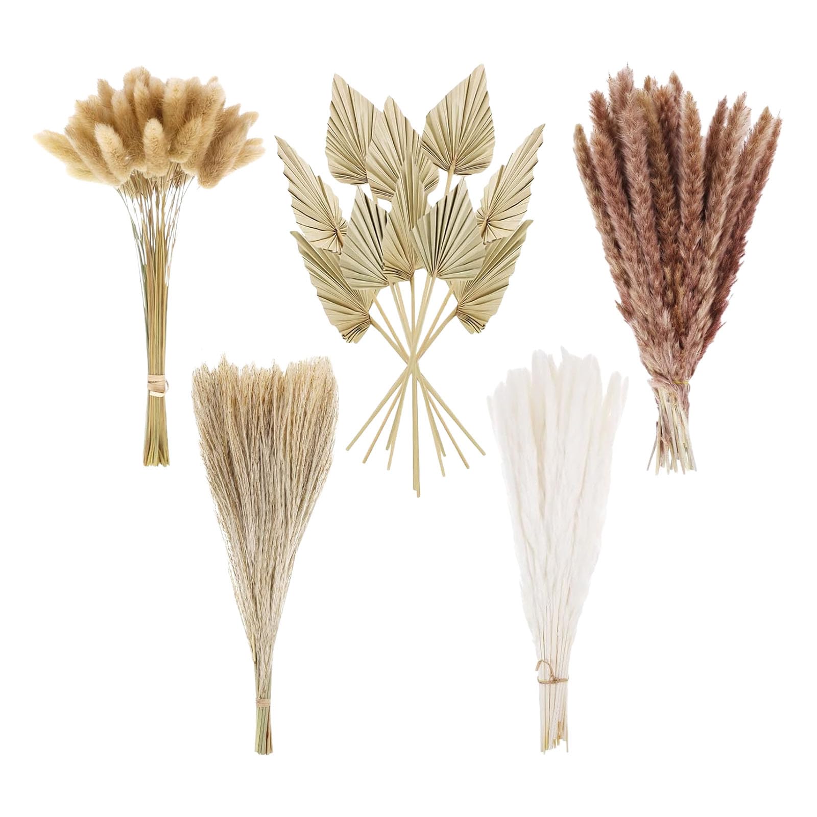 110PCS Inspired Floral Arrangement Pampas Grass and Stems Dried Flower Bouquet for Ceremony Wedding Home Styling Wedding Decoration Dried Flower