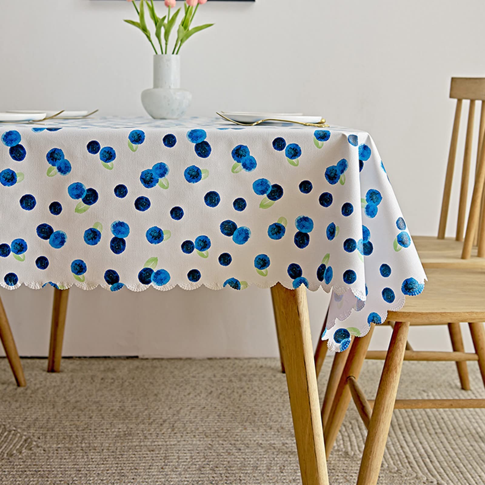 FANSU Rechthoekig Tafelzeil PVC Veeg Schoon Tafelkleed, Fruit Print Tafelkleed Cover Plastic Waterdichte Oliebestendige Tafelkleden voor Picknick Party Keuken Eettafel (120x180cm, Bosbes