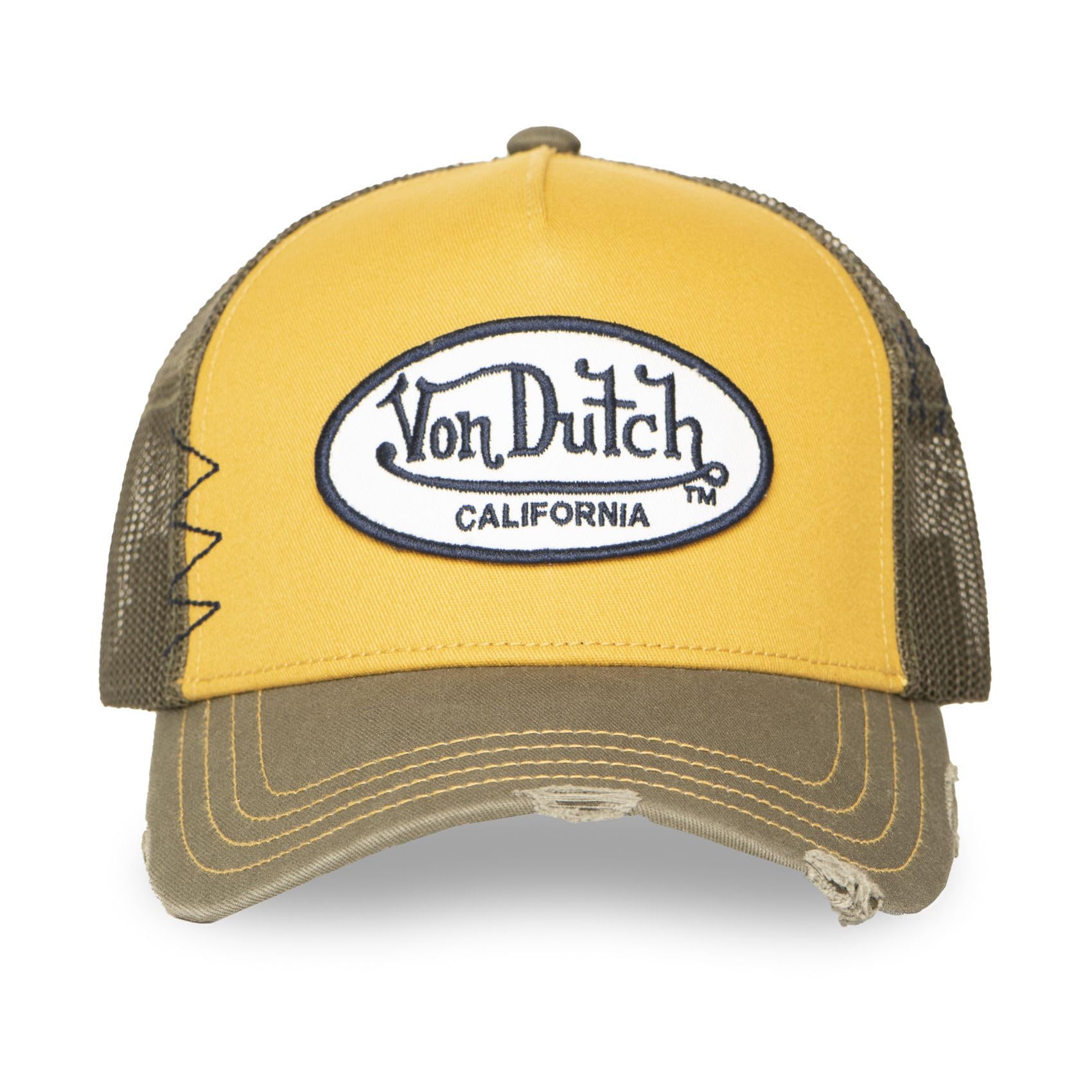 Von Dutch Bawełniana i poliestrowa czapka typu trucker, California Design z haftowaną naszywką, oddychająca, regulowana, do noszenia na co dzień i do uprawiania sportu,