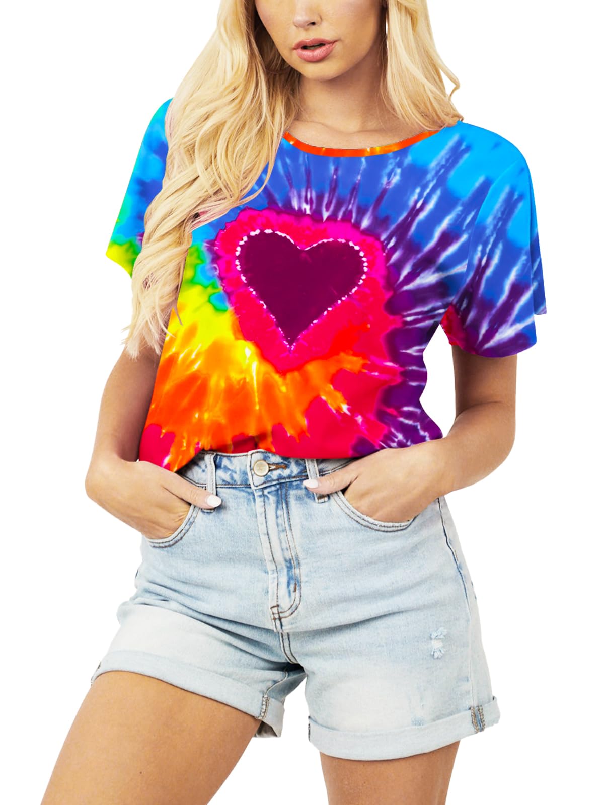 AOBUTEWomen Pride Shirts Rainbow Print LGBTQ Cutout Twist Back T-Shirts
